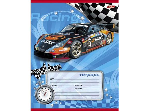 Тетрадь 12 л. кос. лин. "Спортивные авто"