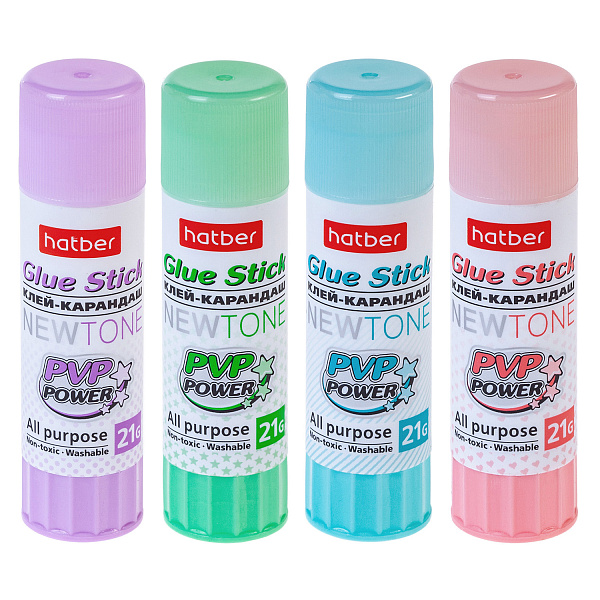 Клей-карандаш  21 г Hatber -NEWtone- в картонной Дисплей-витрине