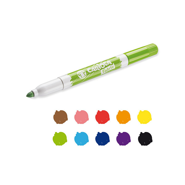 Фломастеры для ткани Carioca Fabric Liner 42909 10 цв. блистер картонный