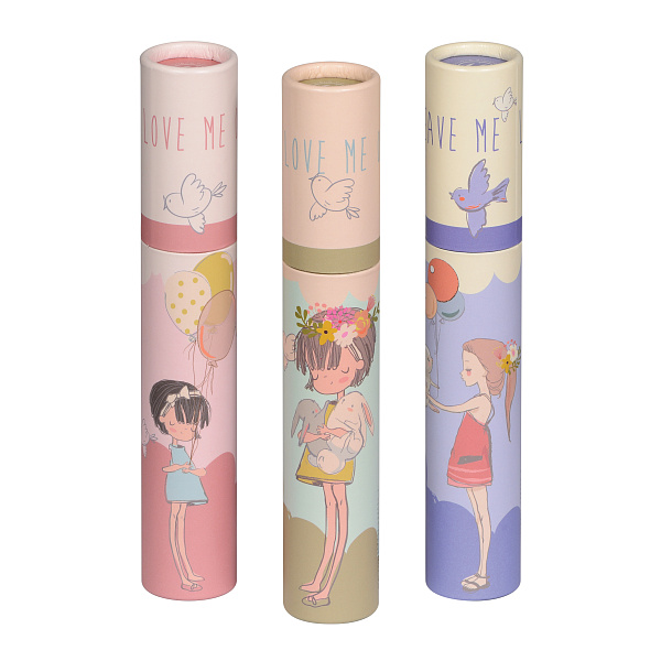 Ручка шариковая 0,7 мм "DreamWrite. Девочка и кролики" в тубусе СИНЯЯ, 3 вида