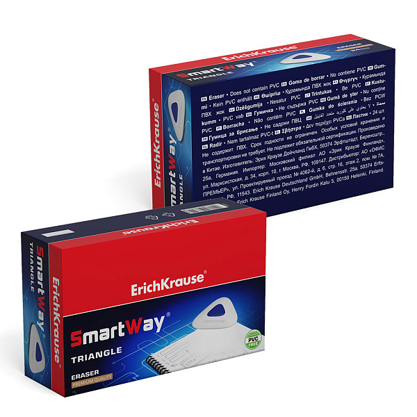 Ластик с пластиковым держателем ErichKrause SmartWay® Triangle (в пакете с европодвесом) (в коробке