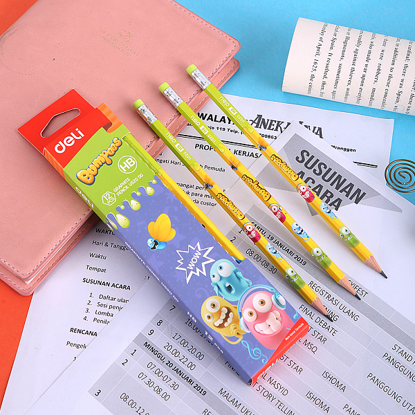 Карандаш ч/г HB с ластиком Deli Bumpees тополь рисунок 