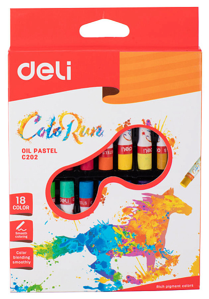 Пастель масляная 18 цв. Deli ColoRun картон.кор./европод.