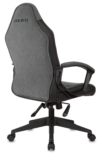 Кресло игровое Zombie Hero серый ткань/эко.кожа крестов. пластик