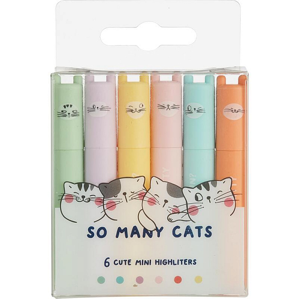 Набор маркеров текст. 6 шт. M&G SO MANY CATS  мини 6 паст цветов AHM22575