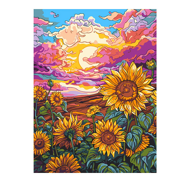 Картина по номерам на картоне 28,5*38 см "Цветущие поля"