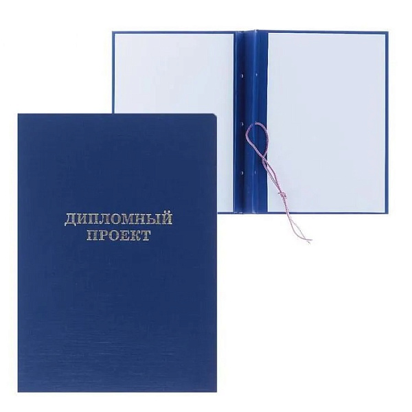 Папка "Дипломная работа", бумвинил, гребешки/сутаж, без бумаги, синяя (вместимость до 150 листов)