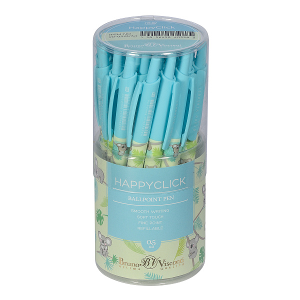 Ручка шариковая 0,5 мм "HappyClick. Sweet Animals. Коалы-очаровашки, СИНЯЯ
