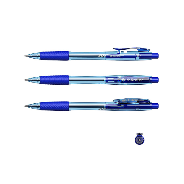 Ручка шариковая автомат. ErichKrause®  СИНЯЯ,(в пакете 3 шт)  JOY® Original, Ultra Glide Technology,
