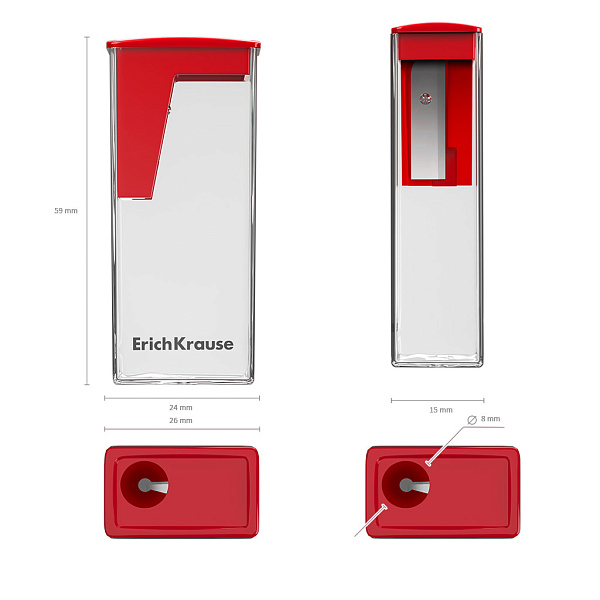 Точилка 1 отв. ErichKrause City, Classic, пластиковая, с контейнером, ассорти, (в коробке-дисплее)