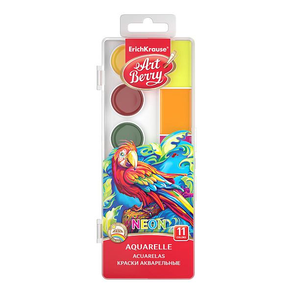 Акварель 11 цв. ArtBerry® Neon с УФ защитой яркости с увеличенными кюветами