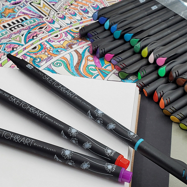 Набор скетч линеров 0.36мм 36 цв. SKETCH&ART. BLACK EDITION