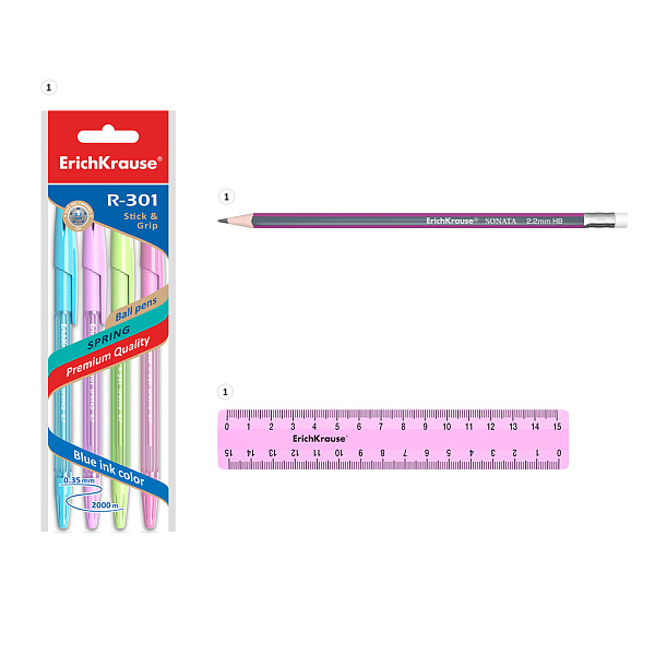 Набор настольный ErichKrause® Base, Pastel, розовый