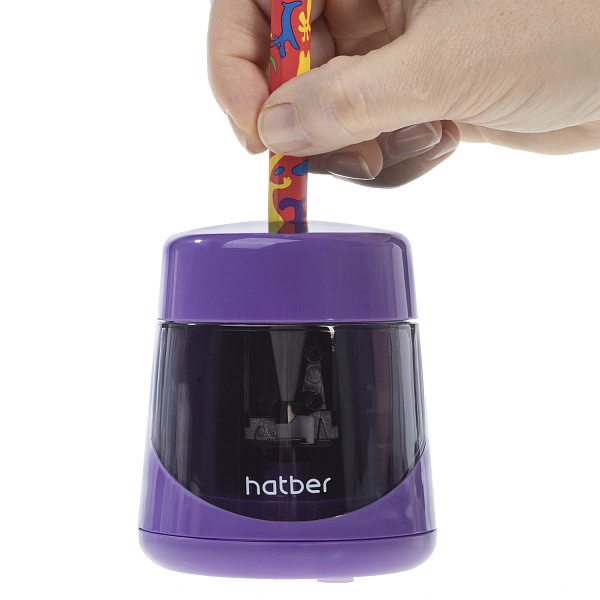 Точилка электрическая Hatber MULTI  USB с запасным лезвием Универсальная 6-12мм в прозрачном ПВХ-бок