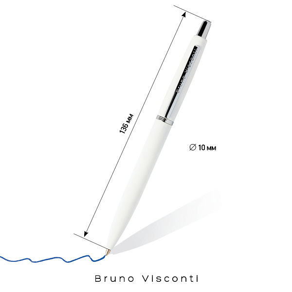 Ручка "SAN REMO" в тубуса круглой формы 1,0 ММ, СИНЯЯ (корпус белый, футляр белый)