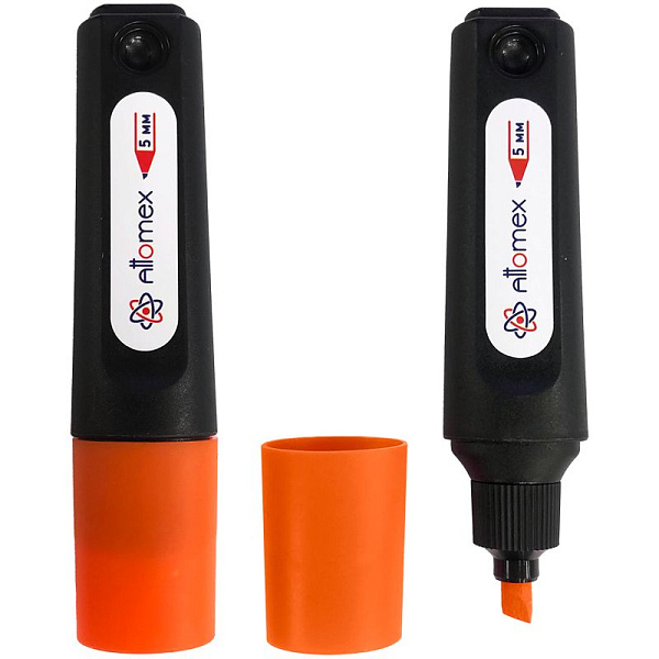 Маркер-текстовыделитель 1-5 мм "Attomex" Оранжевый,, плоский корпус, скошенный наконечник. в карт.кор.