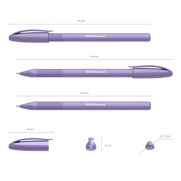 Ручка шариковая 1,0 мм ErichKrause® СИНЯЯ, U-109 Pastel Stick&Grip Ultra Glide Technology,в коробке по 50 шт.)