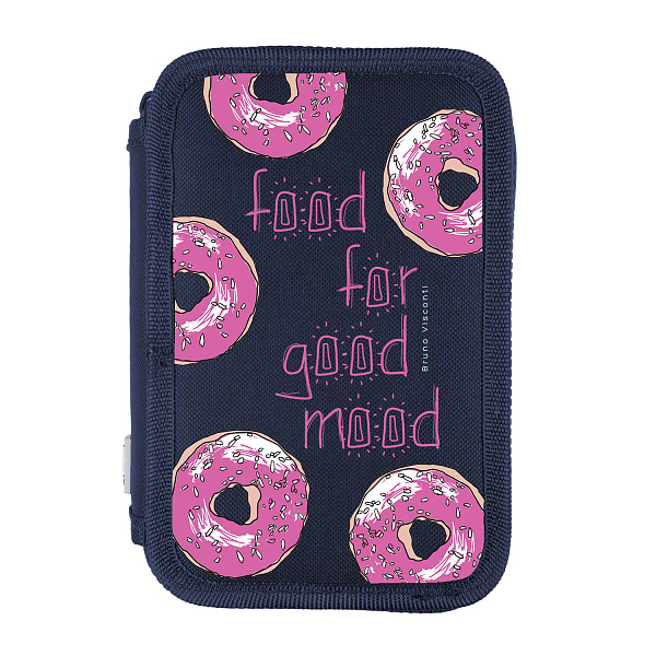 Пенал 3секц. д/дев. 200*130 "СЛАДКОЕ НАСТРОЕНИЕ.ДОНАТ" синий