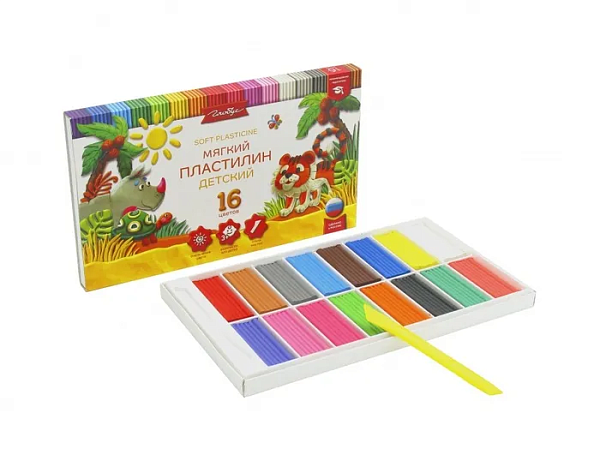 Пластилин 16 цв. детский повышенной мягкости