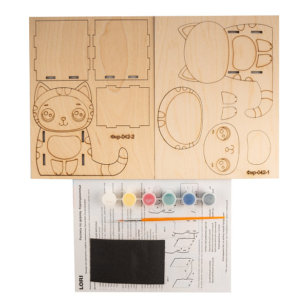 Роспись по дереву. Карандашница "Рыжий пушистик"