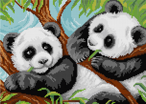 Алмазная мозаика 25*35 "ФРЕЯ" "Две панды" 