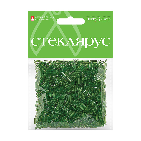 Стеклярус прозрачный, 6 мм, 60 гр, САЛАТОВЫЙ, №14