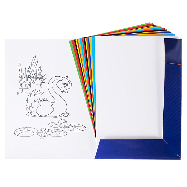 Набор картона 8 цветов + 2 белых и цветной бумаги 8 цветов А4 "ДоброГусь", в папке