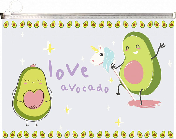 Папка на молнии А4 с расширением "deVENTE. Avocado" 180 мкм, матовая полупрозрачная с рисунком