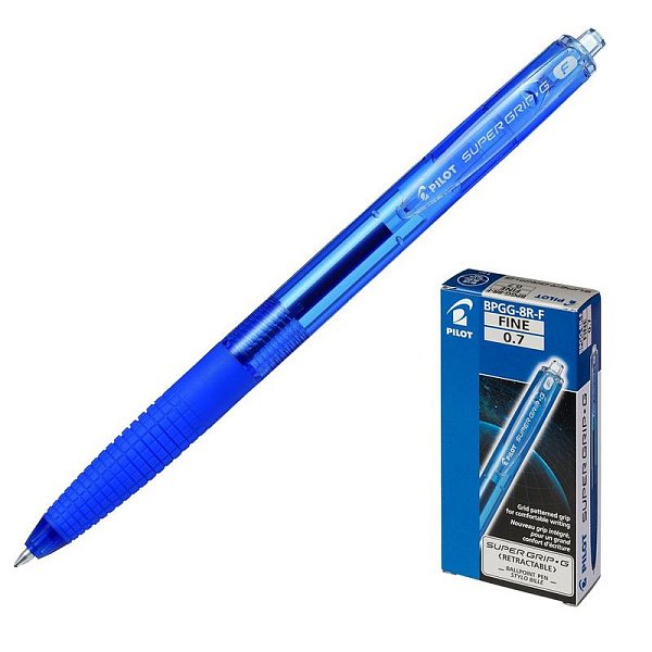 Ручка шариковая автомат. 0,7 мм PILOT.Super Grip G, СИНЯЯ, резиновый грип