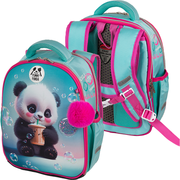 Рюкзак школьный "deVENTE. Junior. Yummy Panda" жесткий 35x27x13 см (14 л) вес 800 г, 1 отд. на молнии с разделителями для учебников, с органайзером, 1 отделение для формата A4, 2 боковых кармана сеточкой на резинке, эргономичная формоустойчивая спинк