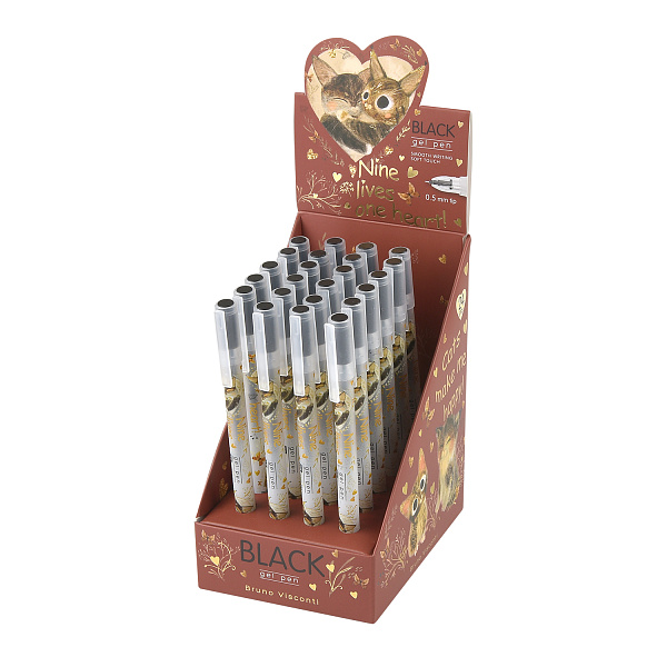 Ручка гелевая 0,5 мм "UniWrite.LOVE ME.КОТИКИ СЧАСТЬЕ" ЧЕРНАЯ