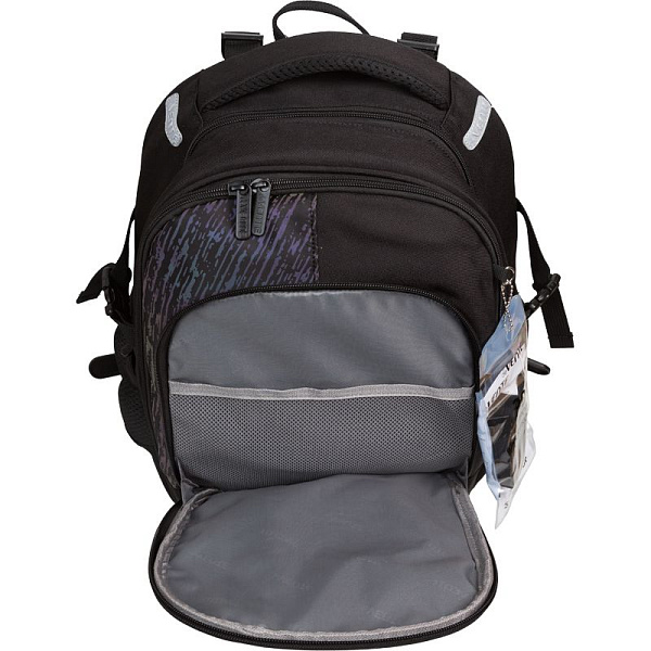 Рюкзак "deVENTE. Ergo. Sport" школьный 39x28x20 см (18 л) 600 г, 2 отделения на молнии, одно с уплотненным отделением для ноутбука до 15 дюймов и книг и карманом для учебников, второе с органайзером и карабином для ключей, передний карман на молнии с