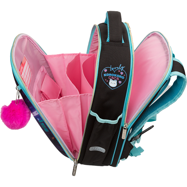 Рюкзак школьный "deVENTE. Junior. Korokoro" жесткий 35x27x13 см (14 л) вес 800 г, 1 отд. на молнии с разделителями для учебников, с органайзером, 1 отделение для формата A4, 2 боковых кармана сеточкой на резинке, эргономичная формоустойчивая спинка с