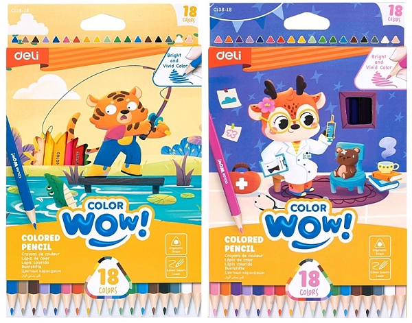 Карандаши 18 цв. Deli Colorwow 3мм трехгран. карт.кор.