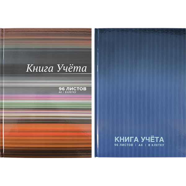 Книга учета "deVENTE" A4 96 л в клетку, офсет 60 г/м², 92% белизна, твердая обложка 7БЦ, глянцевая ламинация, ассорти 2 вида