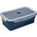 Ланчбокс складной герметичный "deVENTE" темно-синий, прямоугольный, 1200 мл, 21,5x14x8 см, в сложенном виде высота 3,5 см, силиконовый, с пластиковой крышкой, с отвестием вентиляции и силиконовой заглушкой,