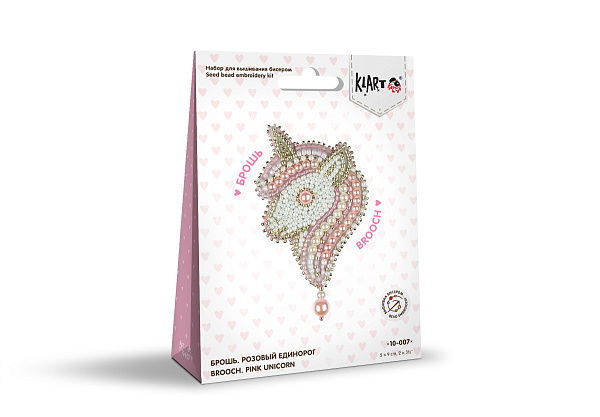 Набор для вышивания "Klart"  "Брошь. Розовый единорог" 5  х 9  см