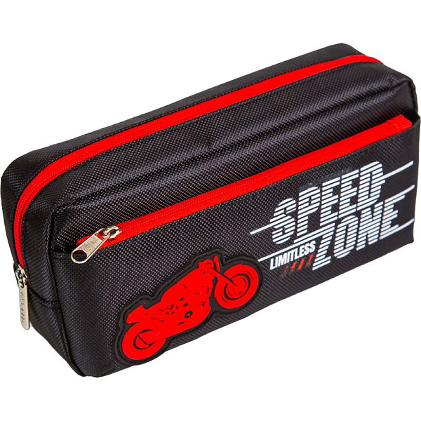 Пенал "deVENTE. Speed Race" 21x9x6 см, прямоуг.для 60 пр.текстильный, на молнии, наружный объемный карман на молнии, с каучуковой аппликацией