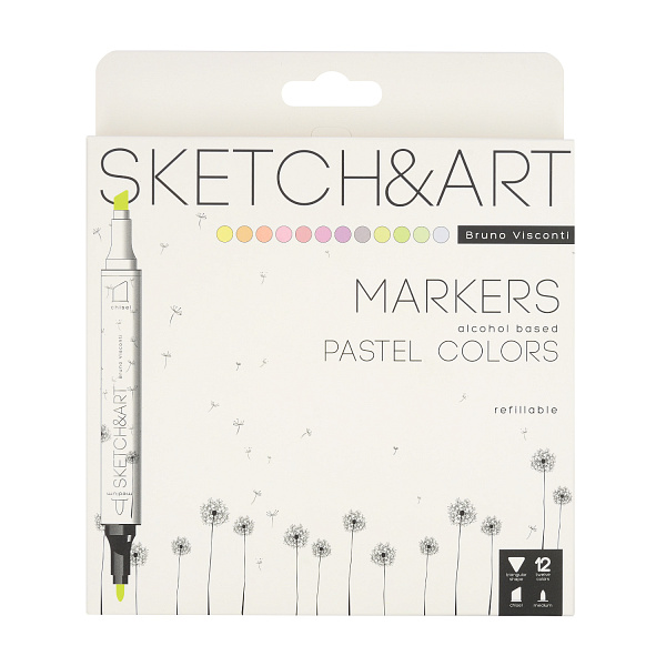 Набор скетч маркеров 12 цв. 2-х ст. "SKETCH&ART" ПАСТЕЛЬНЫХ