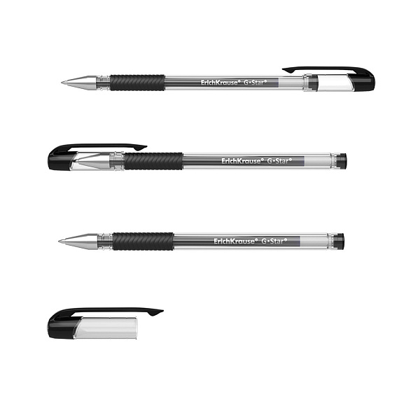 Ручка гелевая ErichKrause G-Star® Stick&Grip Classic 0.5, цвет чернил черный (в коробке)