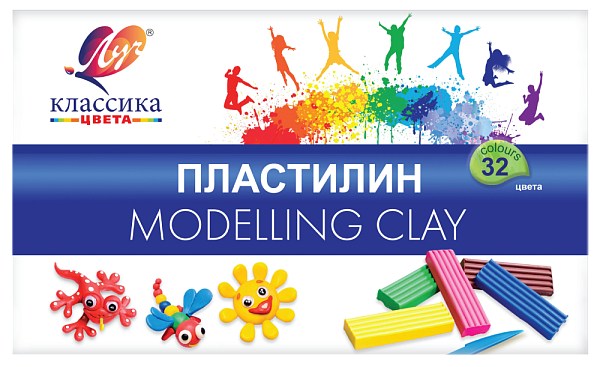 Пластилин 32 цв. Луч "Классика" к/уп.