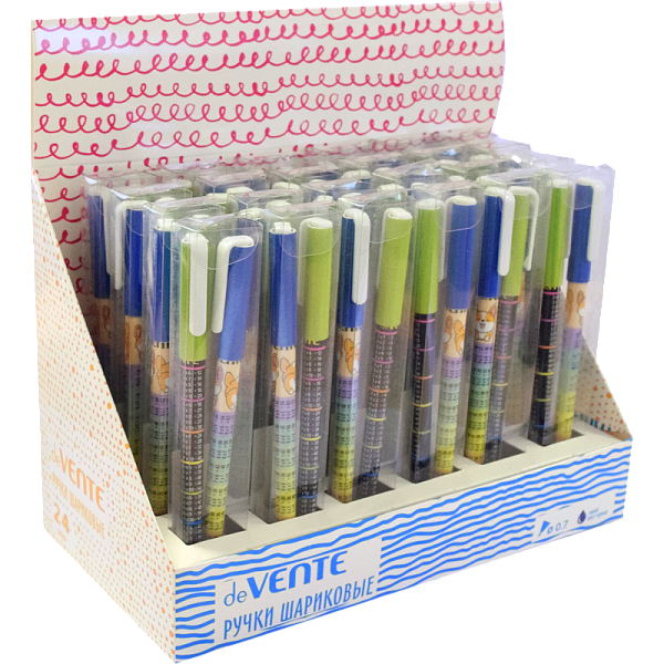 Набор ручек шариковых подарочных "deVENTE. Таблица Умножения" d=0,7 мм, 2 шт, 2 дизайна корпуса ассорти, сменный стержень, индивидуальная маркировка, в пластиковой коробке, синяя