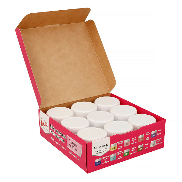 Акрил 9 цв. 20 мл. "VISTA-ARTISTA" idea для декора матовая, набор