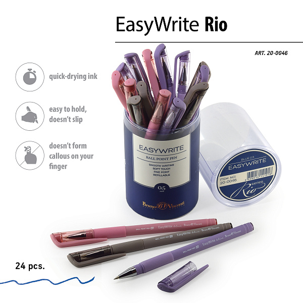 Ручка шариковая 0,5 мм "EasyWrite.RIO" СИНЯЯ (3 цвета корпуса)