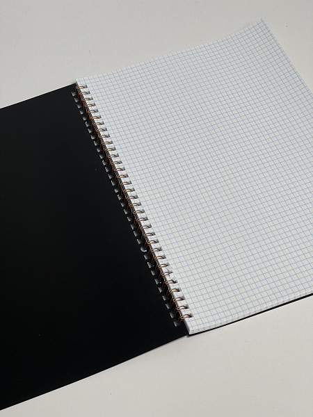 Тетрадь А4 60 л. кл. на гребне  Чёрная пластиковая обложка, офсет