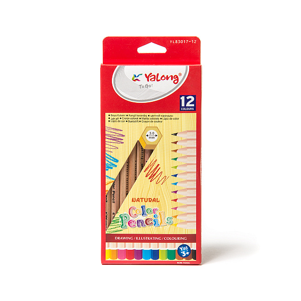 Карандаши 12 цв. Yalong деревян. "Colour-4" шестигранные,  заточен., картон. упак., европод.