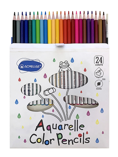 Карандаши 24 цв. акварельные ACMELIAE + кисточка, 9401-24
