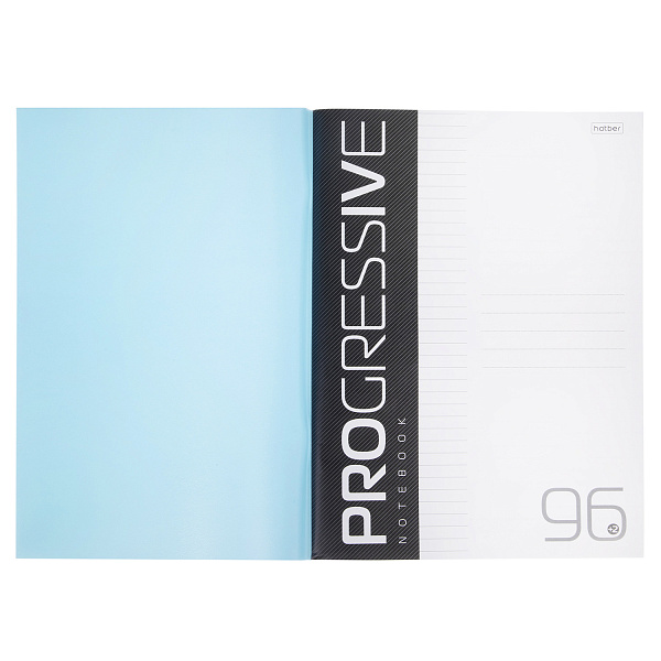 Тетрадь А4 96 л. ЛИН. Пластиковая обложка PROGRESSIVE   Бирюзовая 65г/кв.м на скобе 