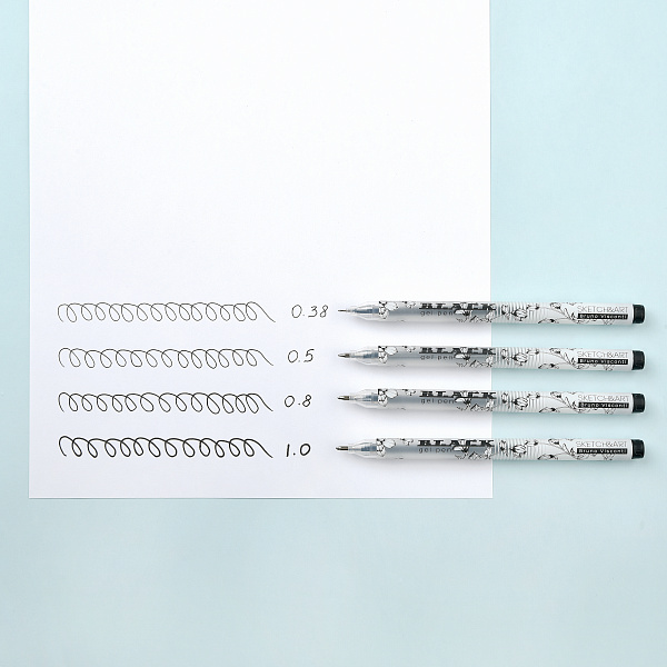 Набор ручек гелевых Sketch&Art "Uni Write.BLACK", 0.38 мм, 0.5 мм, 0.8 мм, 1.0 мм