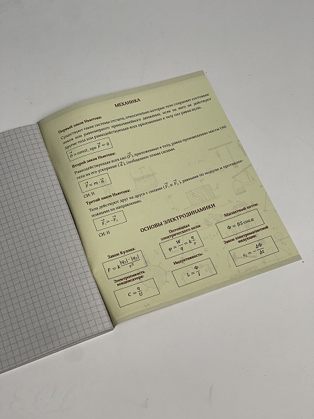 Тетрадь предметная 36 листов "Картинки" Физика, со справочным материалом, обложка мелованная бумага, блок №2 (серые листы)